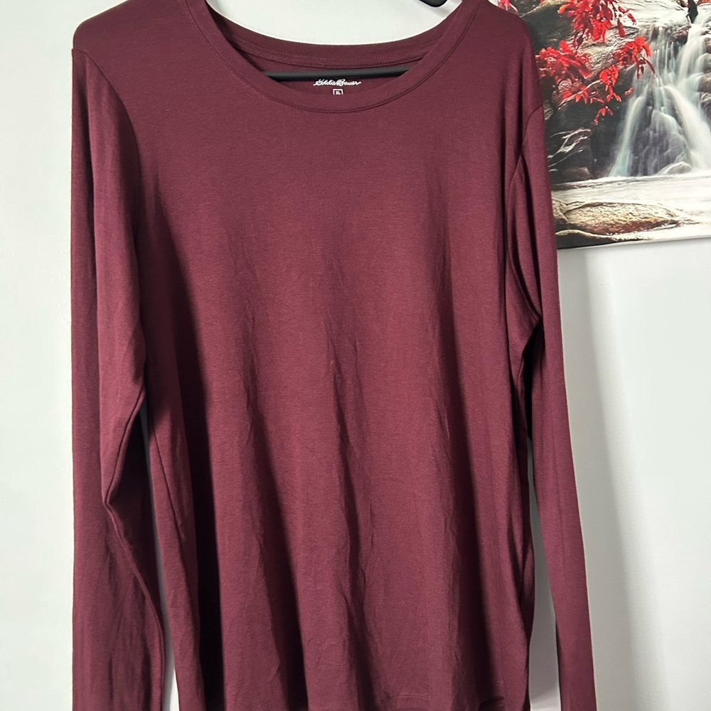 Eddie Bauer Women's Burgundy Long Sleeve Top